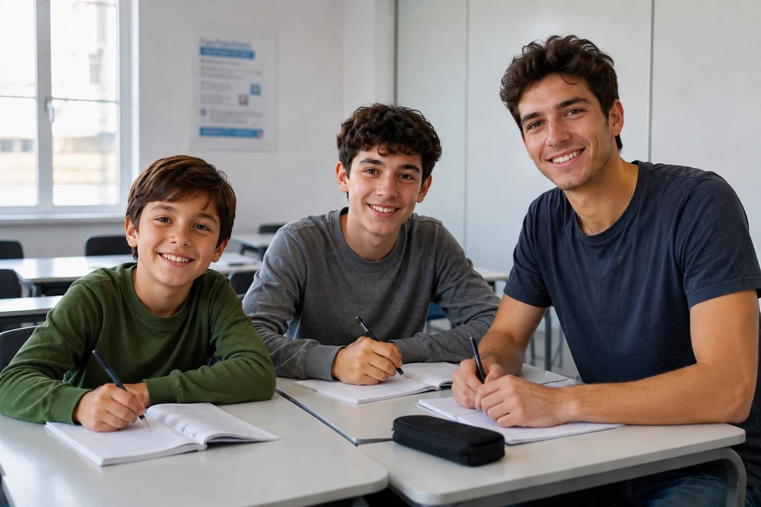 Estudiantes y profesor en una clase de Educate