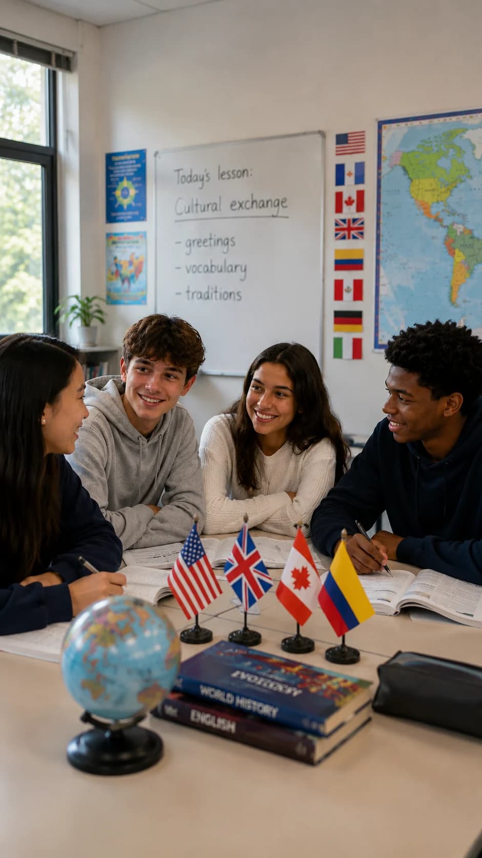 Estudiantes de Educate en una clase de intercambio cultural